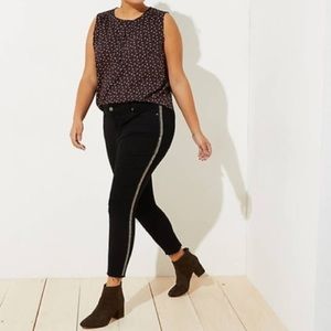 LOFT Plus Black Beaded Stripe Skinny Jeans